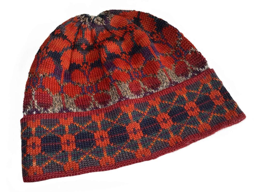5713 100% Alpaca Wool Hat Knit Beanie Winter Large Summer Red